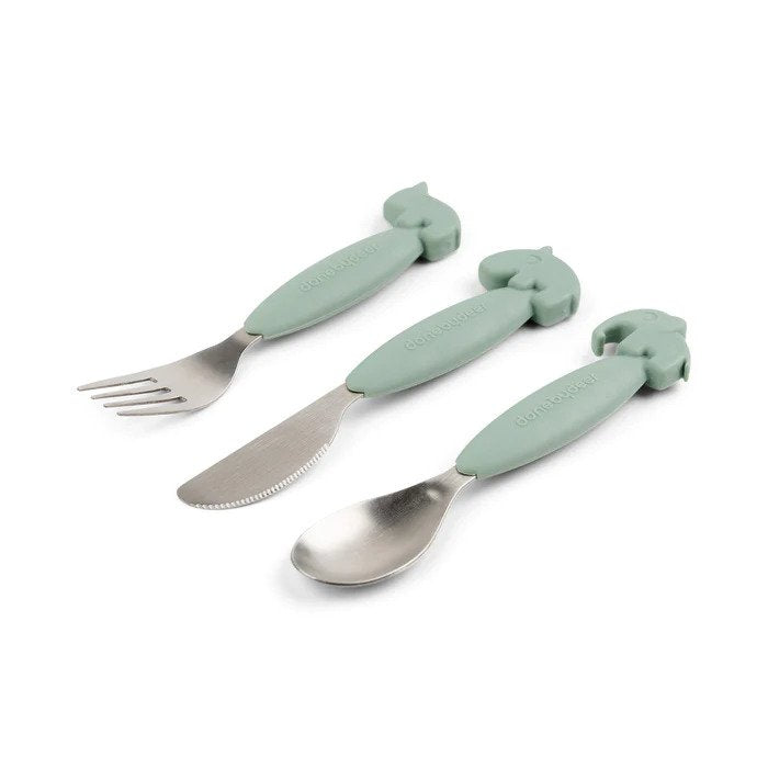 Done By Deer Easy-Grip Cutlery Set Deer Friends Green