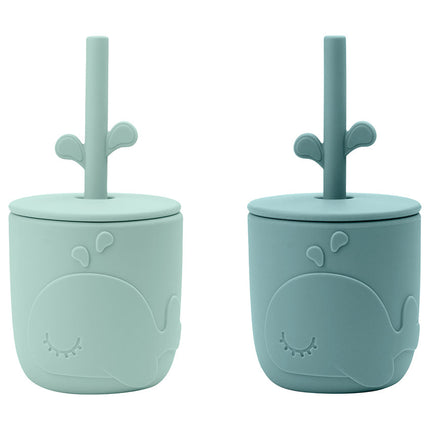 Done By Deer Peekaboo Straw Cup (2Pack) Wally Blue