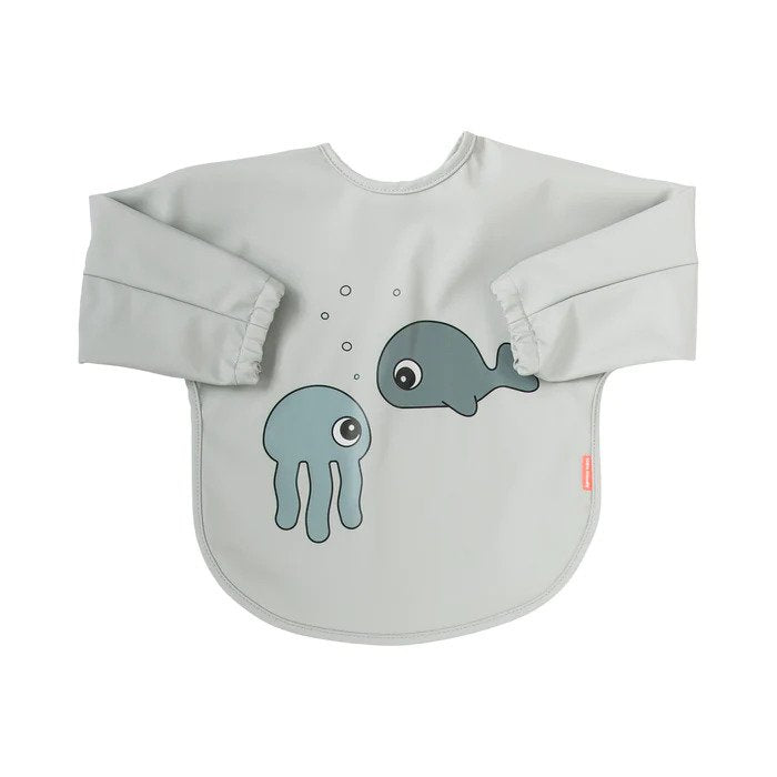 Done By Deer Sleeved Bib 6-18m Sea Friends Grey