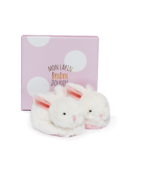 Doudou Et Compagnie Moon Lapin Rattle Booties (0-6m) Rose