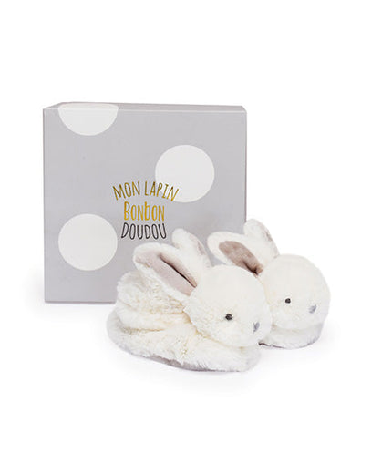 Doudou Et Compagnie Moon Lapin Rattle Booties (0-6m) Beige
