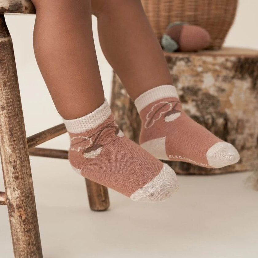 Elegant Baby Non-Slip Socks (3pack) Bear Rust (Size 0-12m)
