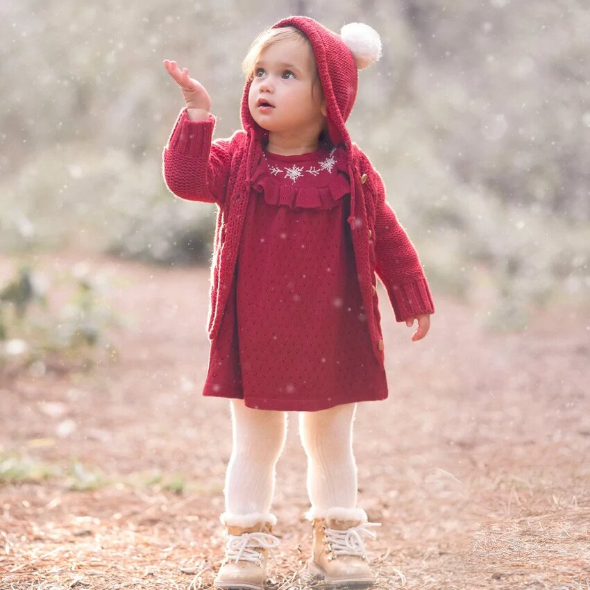 Elegant Baby Dress w/Blommer Red Snowflake