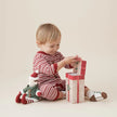 Elegant Baby Jumpsuit Santa w/ Hat Red Stripe