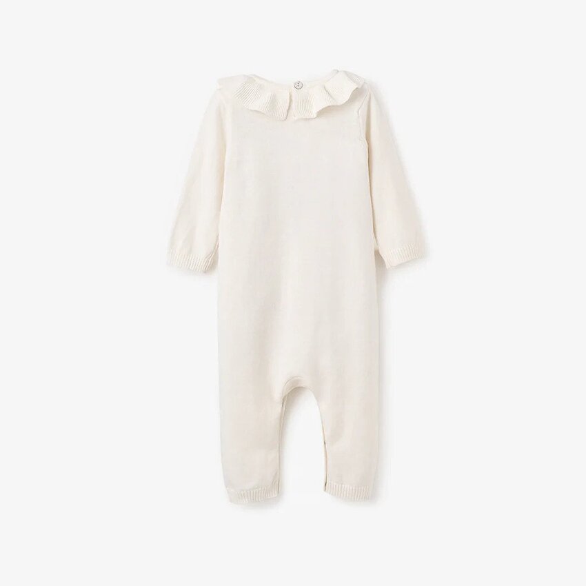 Elegant Baby Muslin Jumpsuit White Pony Meadow Heart