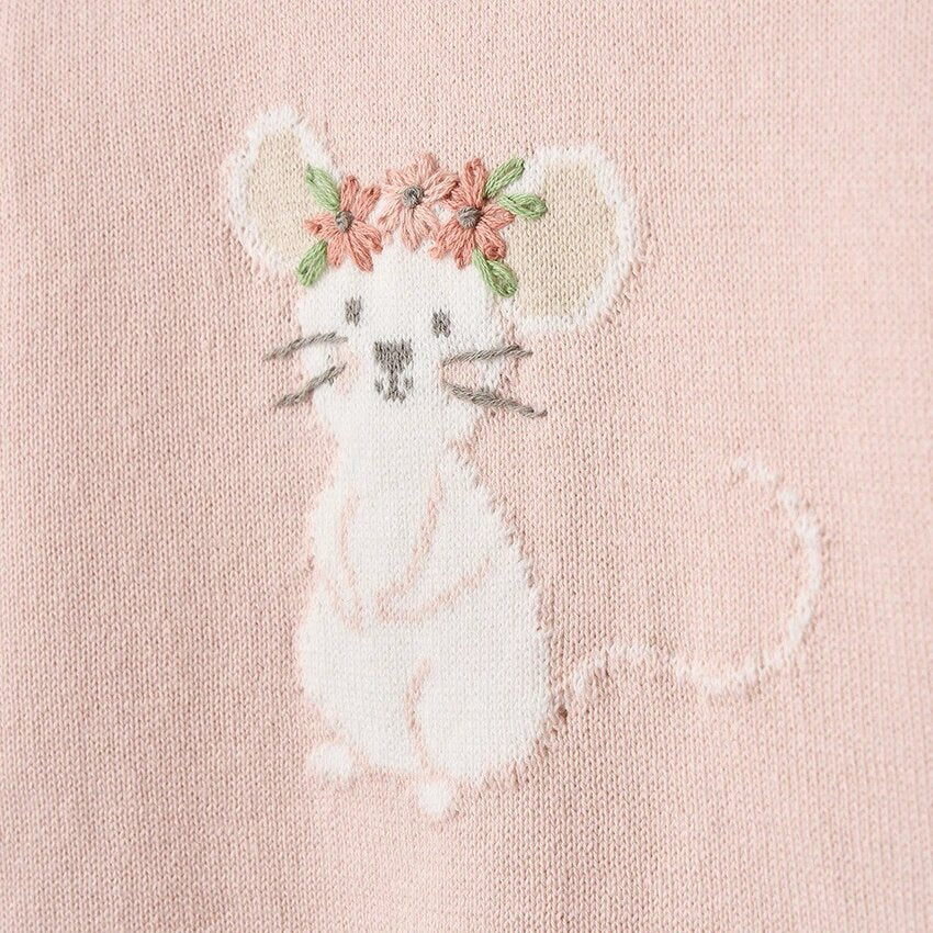 Elegant Baby Sweater/Pants Meadow Mouse Pink Rose