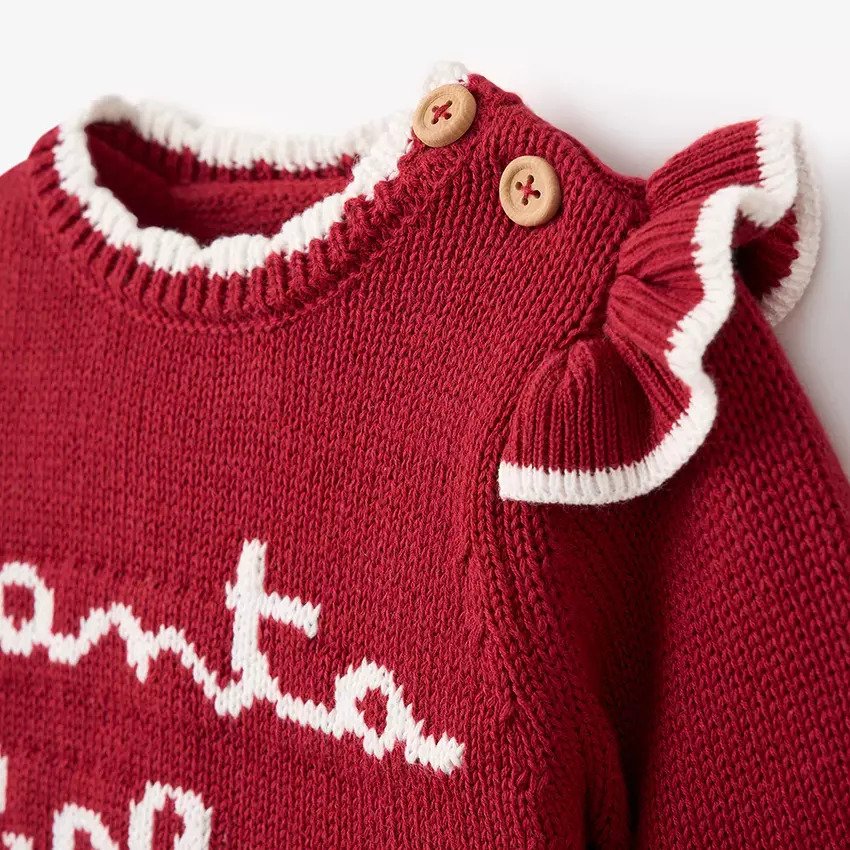 Elegant Baby Sweater W/Bloomer Santa Red