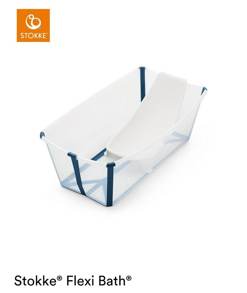 Stokke Flexi Bath + Newborn Support Bundle – Transparent Blue