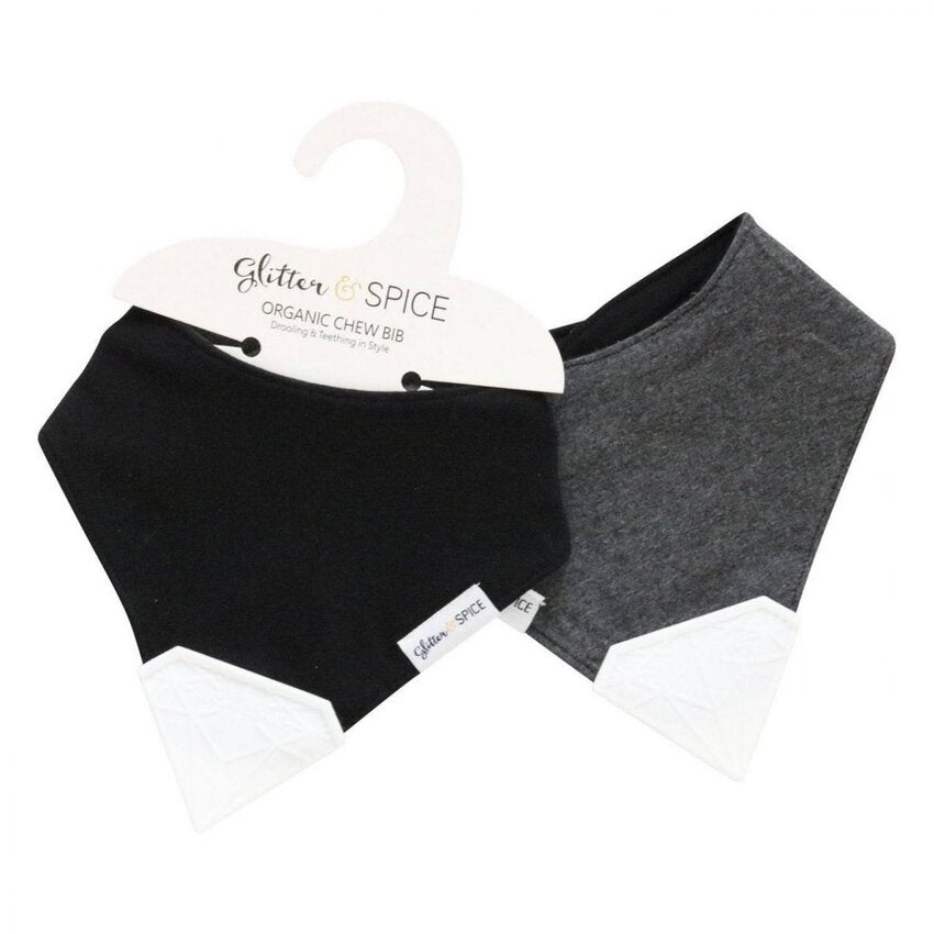 Glitter & Spice Double Sided Organic Chew Bib - Midnight/Graphite