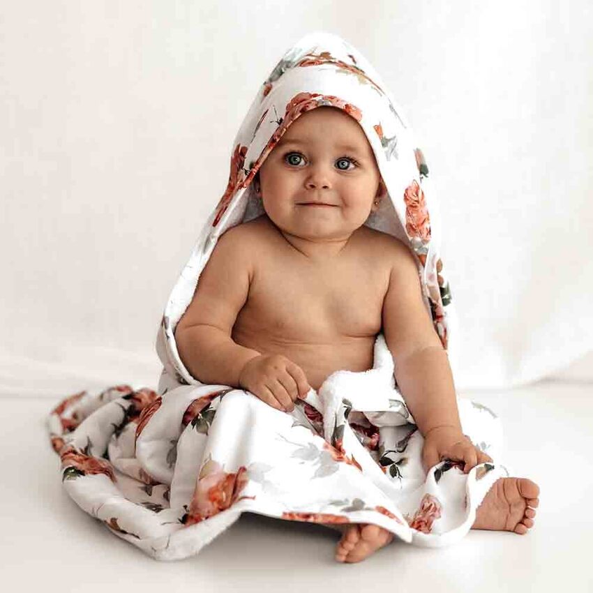 Snuggle Hunny Organic Hooded Baby Towel Rosebud