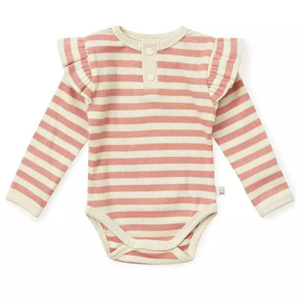 Snuggle Hunny Long Sleeve Bodysuit Rose Stripe