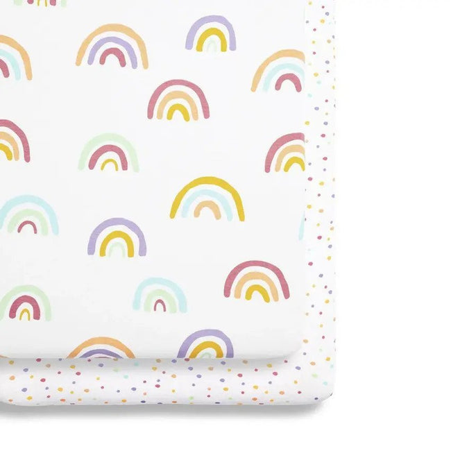 Snuz Designz Crib Fitted Sheet (2pack) - Multi Rainbow