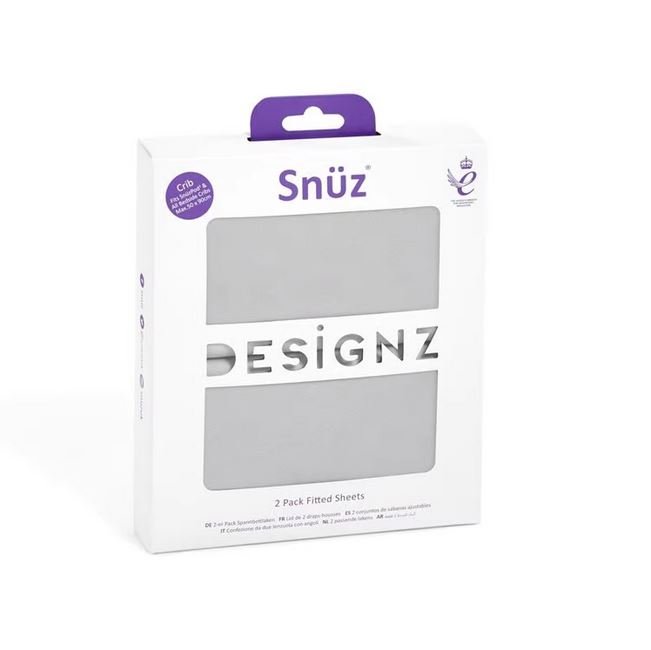 Snuz Designz Crib Fitted Sheet (2pack) Grey