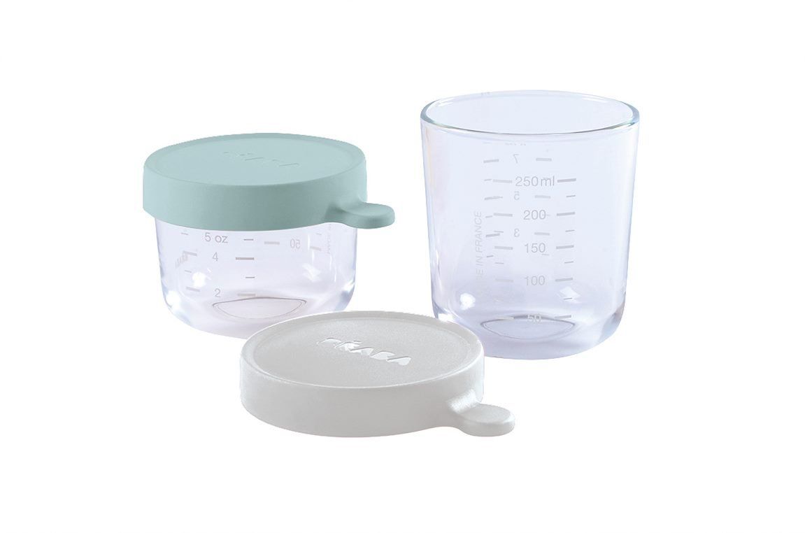 Beaba Conservation Jar Glass Set of 2 150ml / 250ml – Airy Green/Light ...
